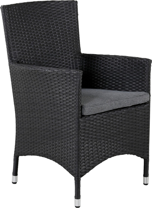 Malin hagestol med armlen inkl. pute, stabelbar svart .