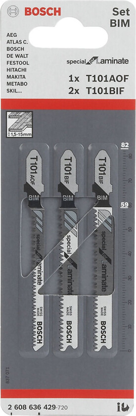 3-delers stikksagblad-sett T 101 BIF (2x); T 101 AOF