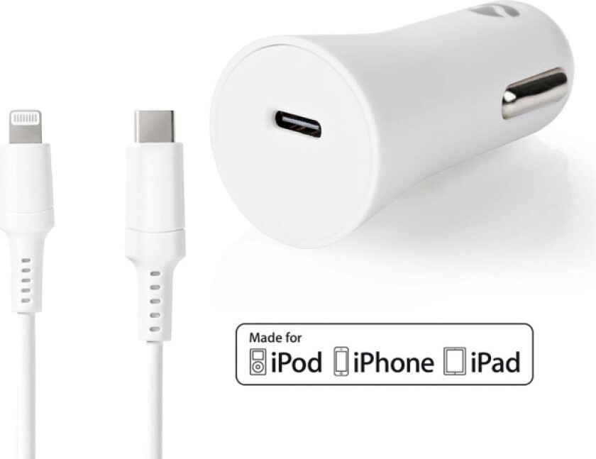 Billader | 20 W | 1.67 / 2.22 / 3.0 A | Antall utganger: 1 | Porttype: USB-C | Lightning 8-Pin