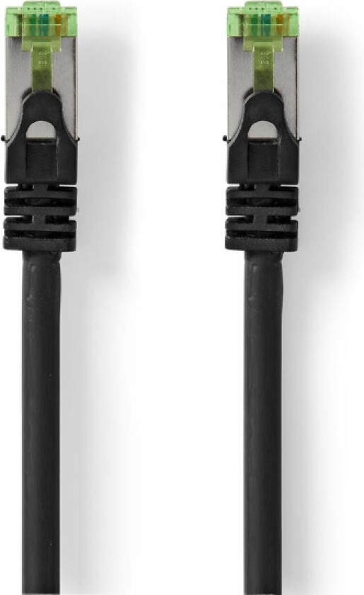 CAT7 nettverkskabel | S/FTP | RJ45 Han | RJ45 Han | 1.00 m | Snagless | Rund | LSZH | Sort | Label