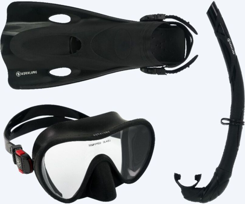 Combo snorkelsett til voksne - Nabul - Svart/rød