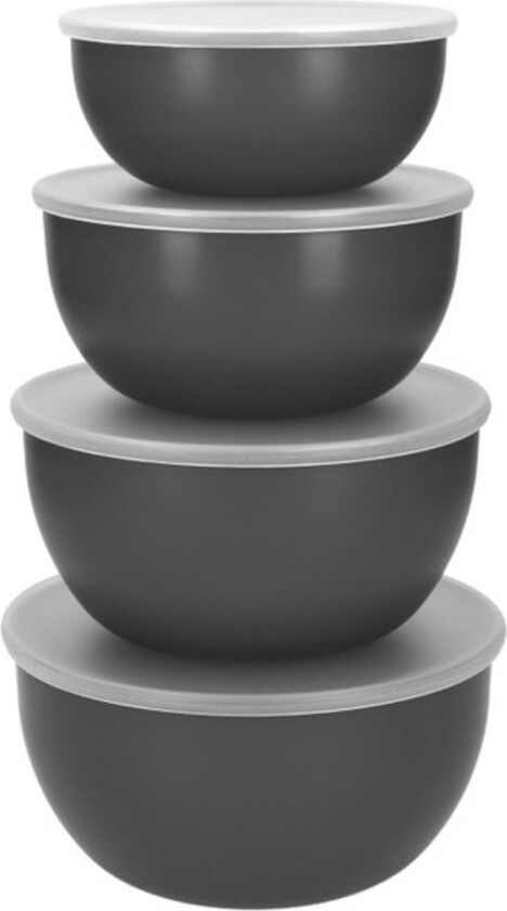 Skålsett med lokk 4 stk, charcoal grey
