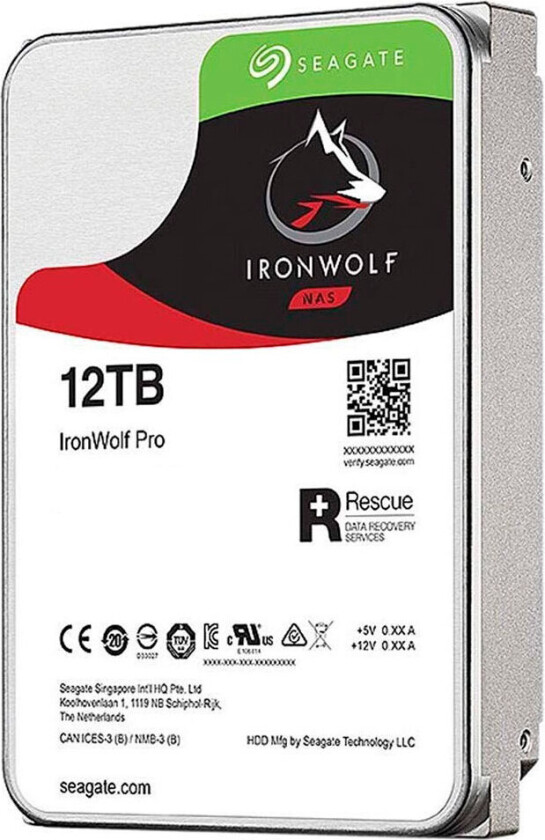IronWolf Pro ST12000NE0008 - Harddisk - 12 TB - intern - 3.5 - SATA 6Gb/s - 7200 rpm - buffer: 256 MB - med 2-års Rescue Data Recovery