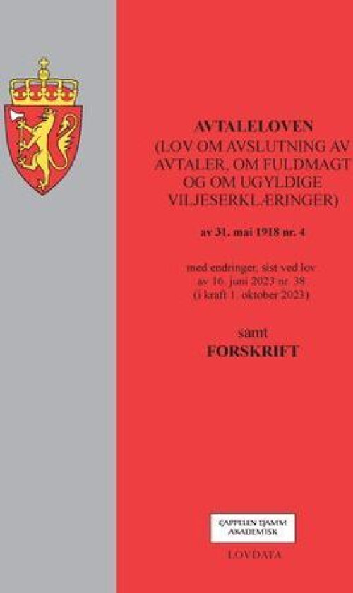 Avtaleloven : (lov om avslutning av avtaler, om fuldmakt og om ugyldige viljeserklæringer) av 31. mai 1918 nr. 4