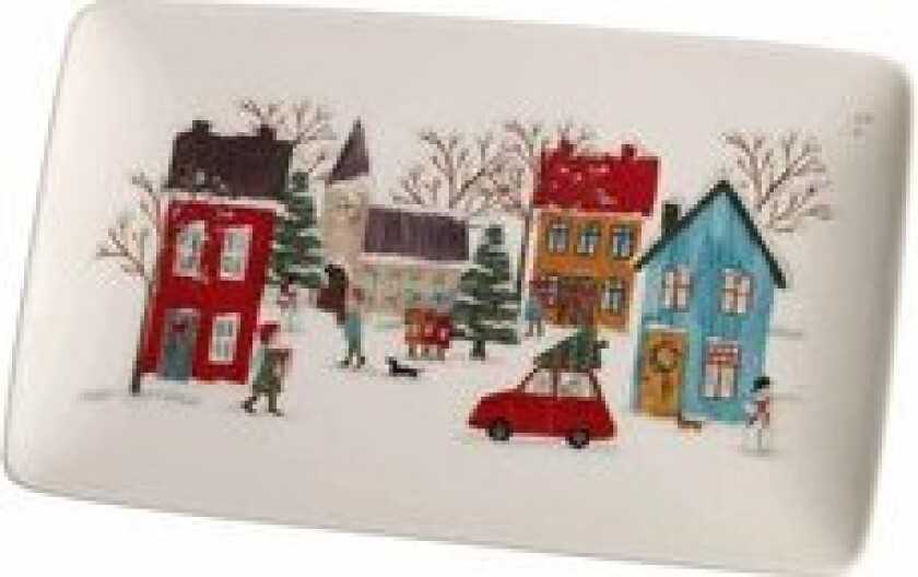 Poselens asjett/serveringsfat Vinter med trykt håndtegnet motiv 1-pk