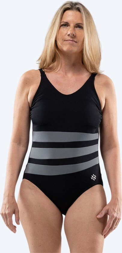 badedrakt med innlegg til damer - Mystique Stripes - Svart
