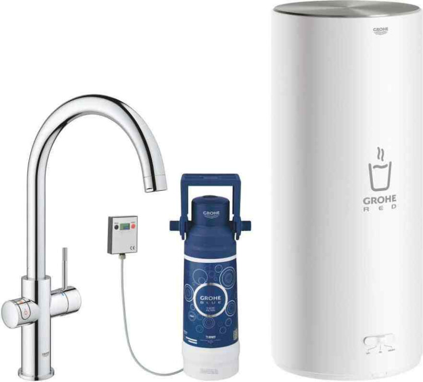 Grohe Red Duo, Standard, Kromfarget, Kran-håndtak, Single/enkelt, Type C, Keramisk