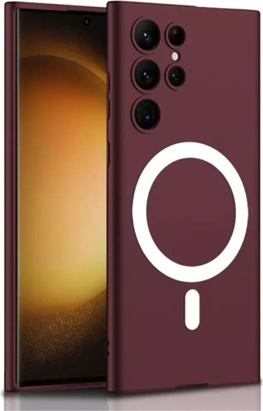 Samsung Galaxy S23 Ultra Fleksibelt Plastdeksel med Magnetring - MagSafe Kompatibel - Bordeaux Rød