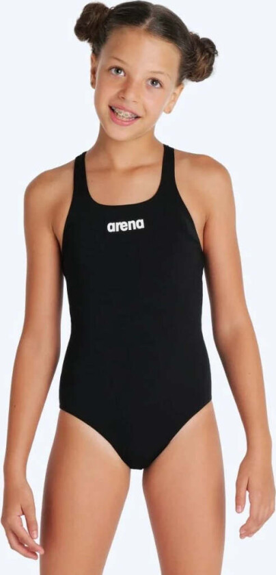 Team Badedrakt Swim Pro Solid Black-White str. 14-15år