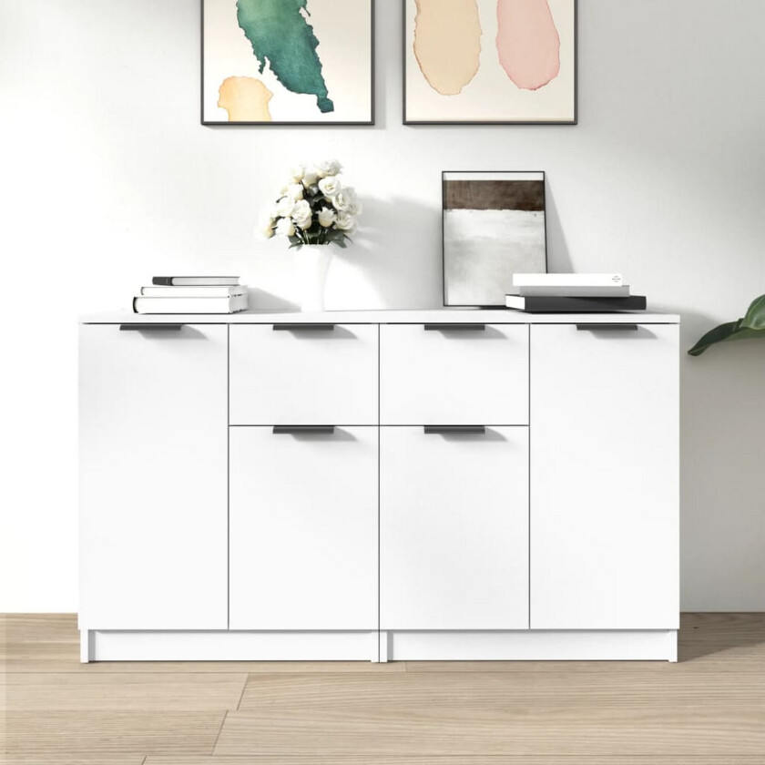 Skjenker 2 stk hvit 60x30x70 cm konstruert tre