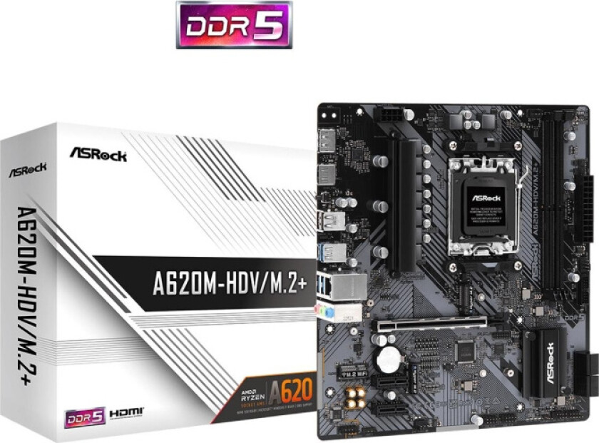 A620M-HDV/M.2+ Hovedkort - AMD A620 - AMD AM5 socket - DDR5 RAM - Micro-ATX