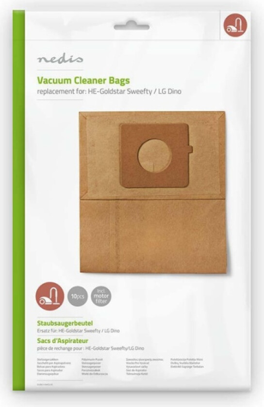 Støvsugepose- | 10 stk. | Papir | Mest solgt for: HE-Goldstar Sweefty / LG Dino | Brun