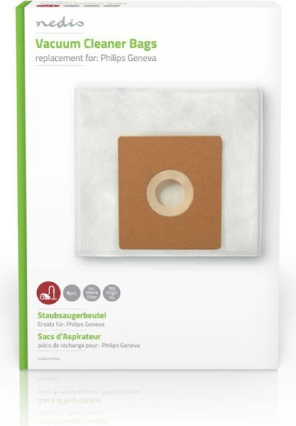 Støvsugepose- | 4 stk. | Syntetisk | Mest solgt for: Philips | Hvit