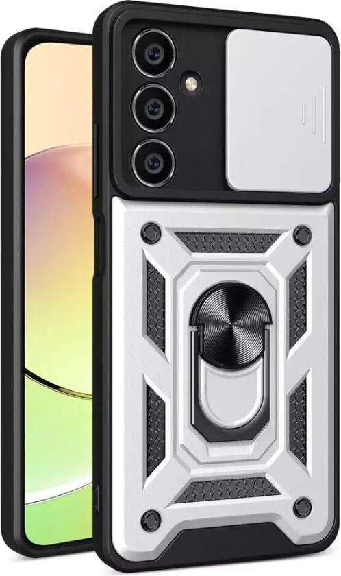 Samsung Galaxy S23 FE Håndverker Deksel med Magnetisk Kickstand Og Cam Slider - Sølv