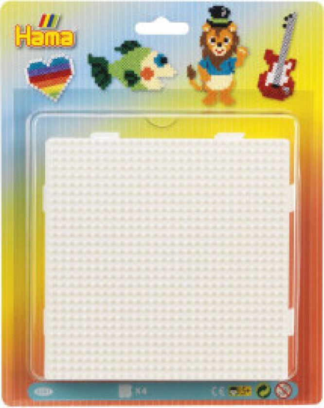 Bilde av Midi Perleplater 4581 Samleplate Firkant Hvit - 4 stk