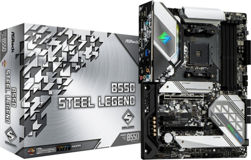 B550 STEEL LEGEND Hovedkort - AMD B550 - AMD AM4 socket - DDR4 RAM - ATX