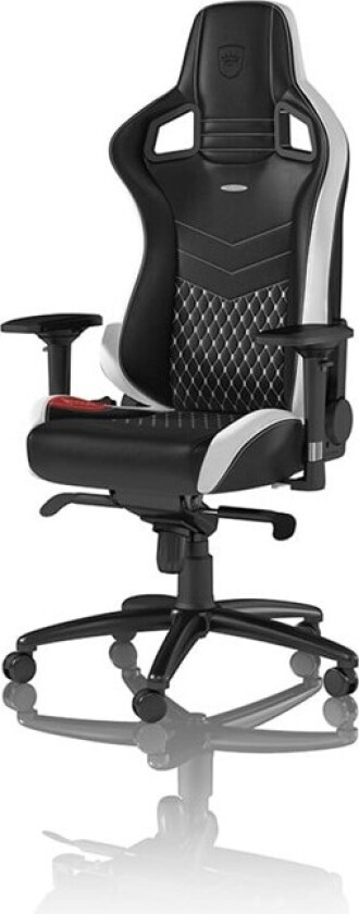 EPIC Real Leather - Black / White Gamingstol - Svart/Hvit - Lær - Opptil 120 kg