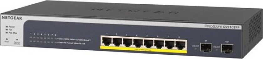 GS510TPP 8-Port Gigabit High Power PoE+ Smart Switch with 2 SFP Ports (190W)