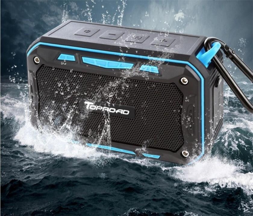 Vanntett høyttaler med karabinkrok og sykkelfeste