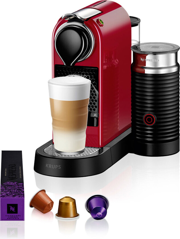 NESPRESSO® CitiZ & Milk kaffemaskin fra Krups, Rød