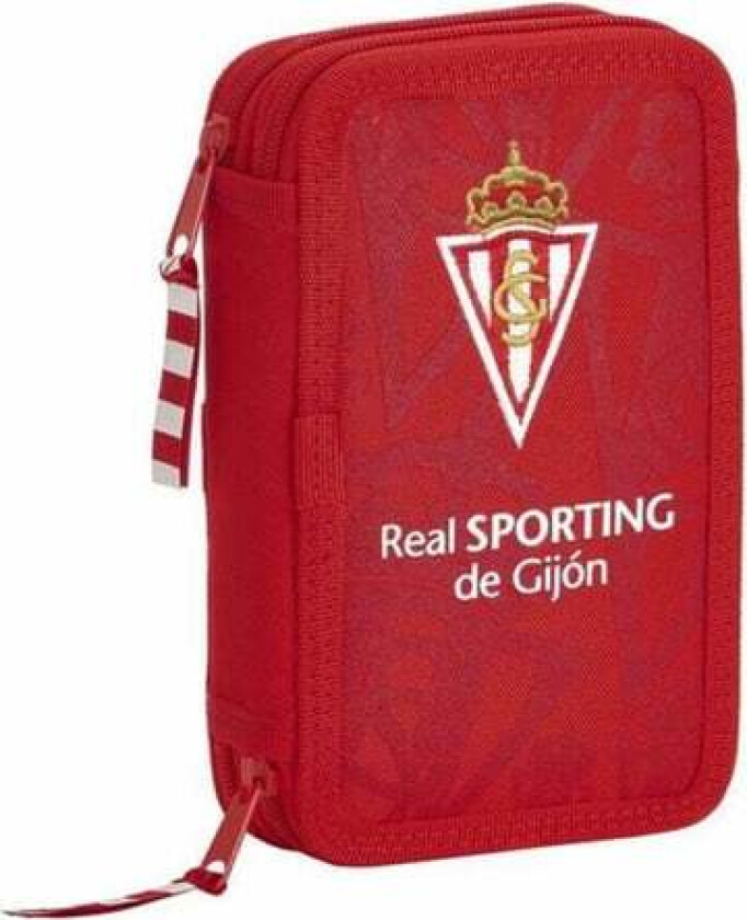 Dobbelt pennal Real Sporting de Gijón Rød 12,5 x 19,5 x 4 cm (28 deler)