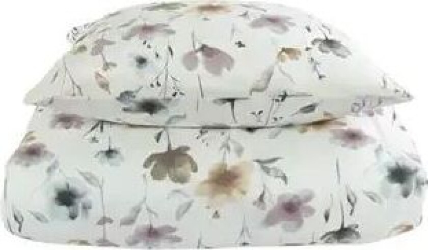 Sateng sengesett - 100% Bomullssateng - Flower white - 150x210 cm