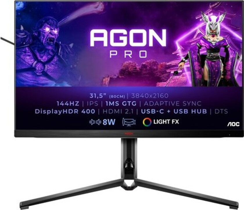 32" AOC Gaming AG324UX - 3840x2160 - 144Hz - IPS - USB-C - 1 ms - Skjerm