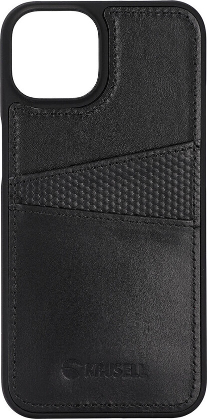 Krusell iPhone 14 Deksel m/kortholder (skinn) Sort