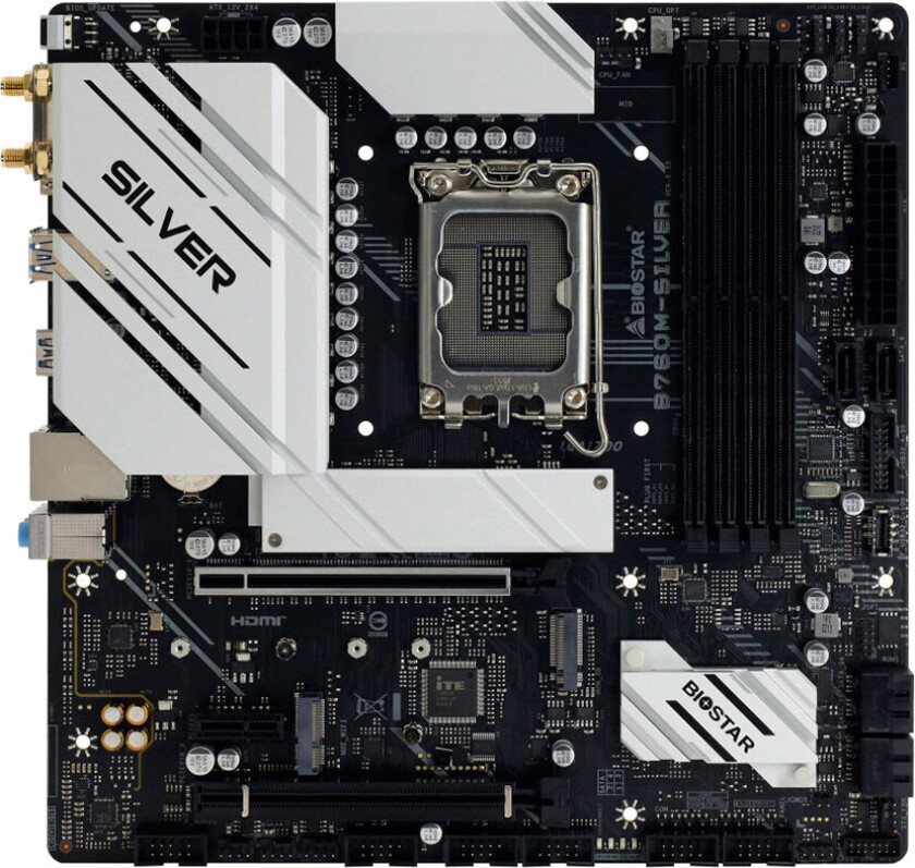 Biostar B760M-Silver hovedkort, LGA 1700, DDR5 Micro-ATX