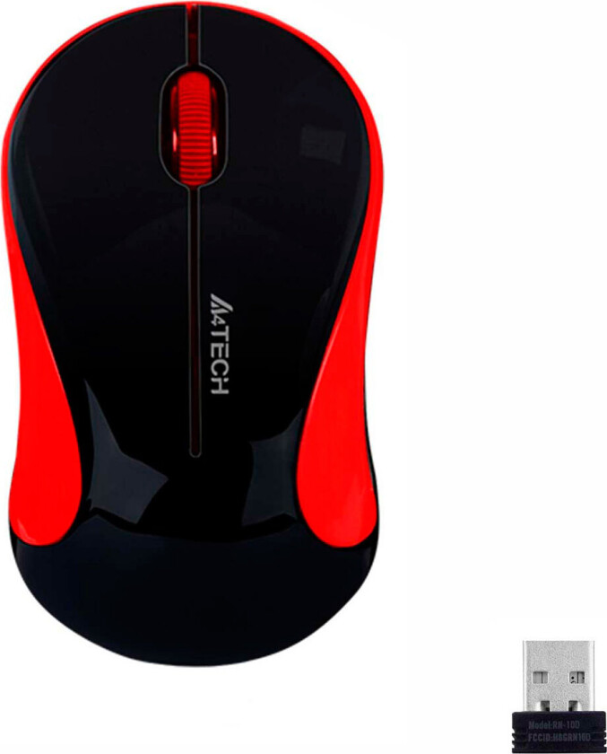 A4Tech V-Track G3-270N trådløs mus (1000DPI) rød/svart