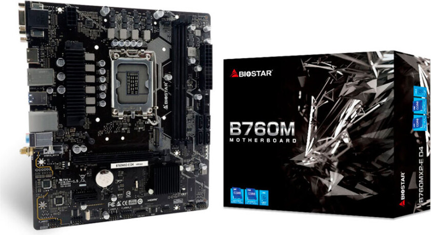 Biostar B760MX2-E D4 hovedkort, LGA 1700, DDR4 Micro-ATX