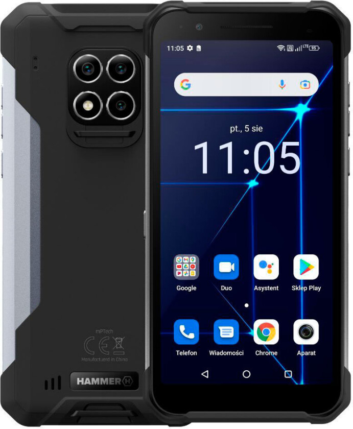 MyPhone Hammer Construction Smartphone 128/6GB 6tm (Dual SIM) Sølv