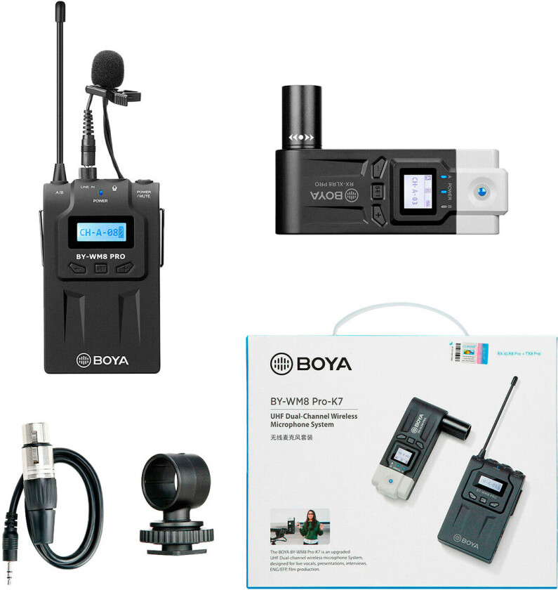 Boya trådløst mikrofonsett (UHF Dual Channel)