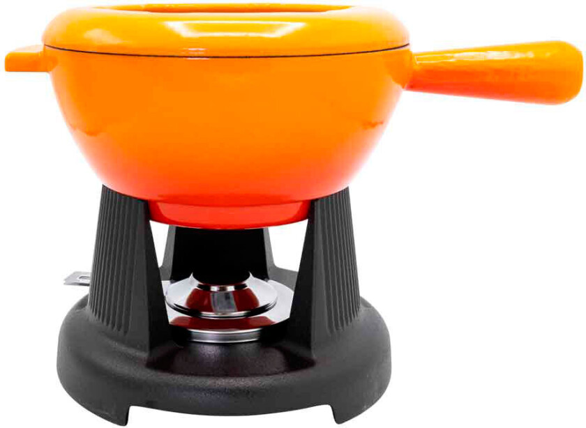 Luxe Fonduesett m/Trehåndtak (6 pers.) Oransje