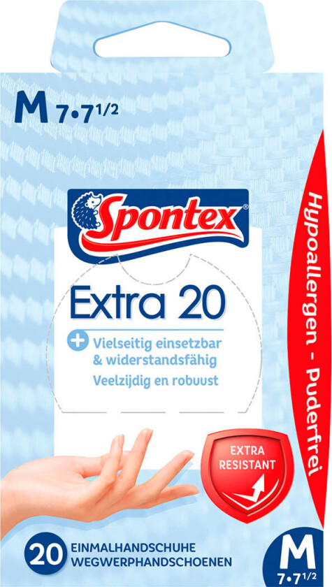 Bilde av Spontex Extra 20 engangshansker (stÃ¸rrelse M)