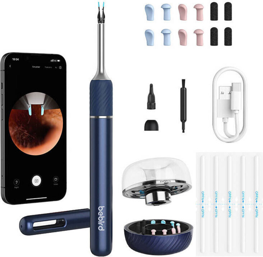 Bebird Note 5 Pro Smart Visual Ear-Clean ørerens med kamera + tilbehør (60 minutter)