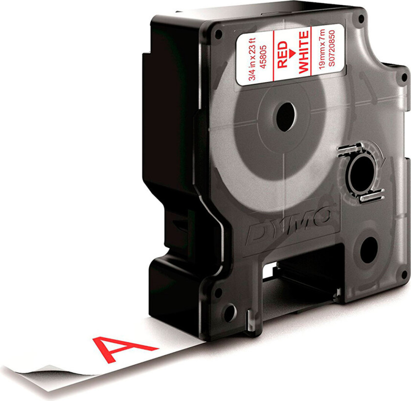 Dymo D1 etiketttape - 7m (19mm) rød/hvit