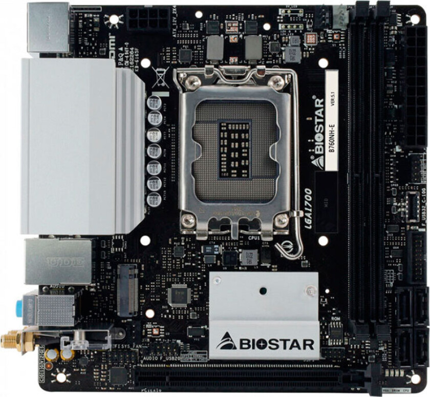 Biostar B760NH-E hovedkort, LGA 1700, DDR5 Mini-ITX