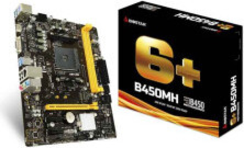 Biostar B450MH hovedkort, AMD AM4, DDR4 Micro-ATX