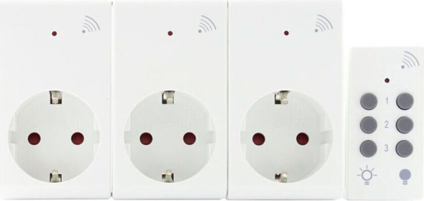 14278 Smart Plug m/Fjernkontroll (433,92MHz) 3pk