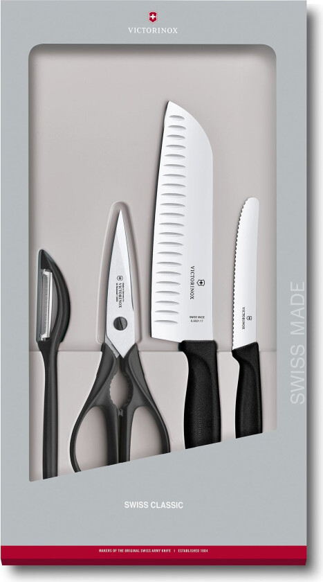 SwissClassic 6.7133.4G, Kniv / Skjærer eske sett, Rustfritt stål, Polypropylen, Termoplastisk elastomer (TPE), Rustfritt stål, Sort, 17 cm