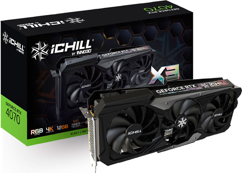Inno3D RTX4070 iChill X3 grafikkort - NVIDIA GeForce RTX 4070 - 12 GB GDDR6X