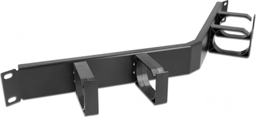 Vinklet Kabelstyring t/19tm Rackskap - 4 metallbraketter (1U) Svart