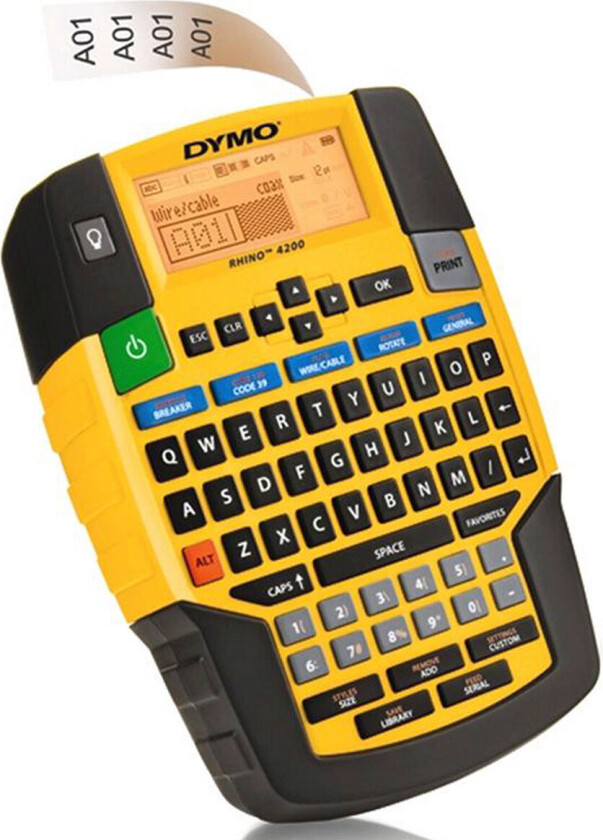 Dymo Rhino 4200 merkemaskin (6/9/12/19 mm) QWERTY + 1x 12 mm D1