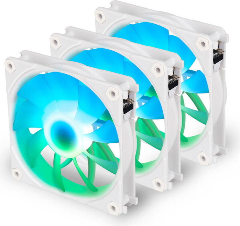Blackstorm Luna UF120 ARGB PWM PC-vifte (1500RPM) 120mm - 3pk - Hvit