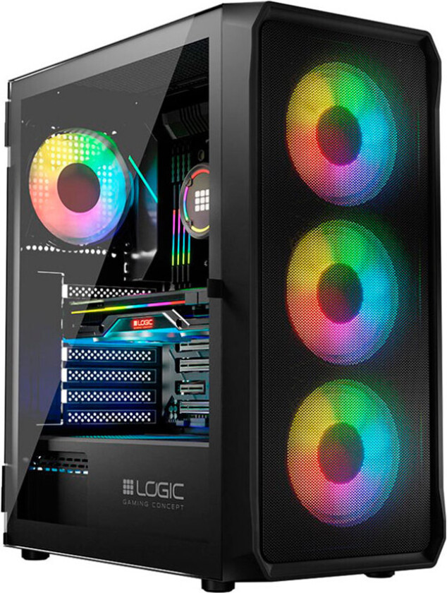 Logic PORTOS ARGB PC-skap (ATX) Sort