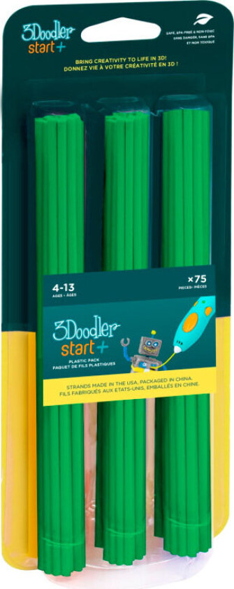 3Doodler Eco 3D Filament- 15 cm (2,5 mm) 75pk - Grønn