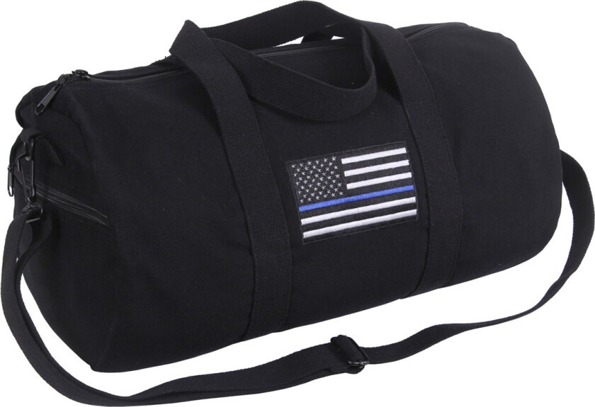 Thin Blue Line Canvas Shoulder Duffle Bag Black