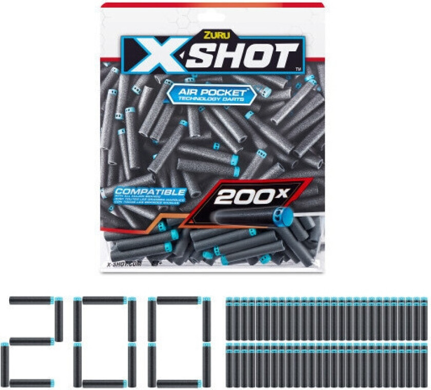 S001-X-SHOT- Excel 200PK Refill Darts Foilbag,Bu