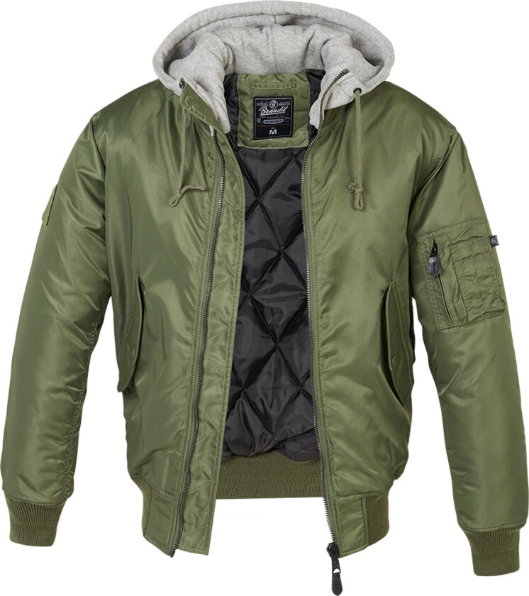 MA1 Sweat Hooded Jacket Olive and Grey